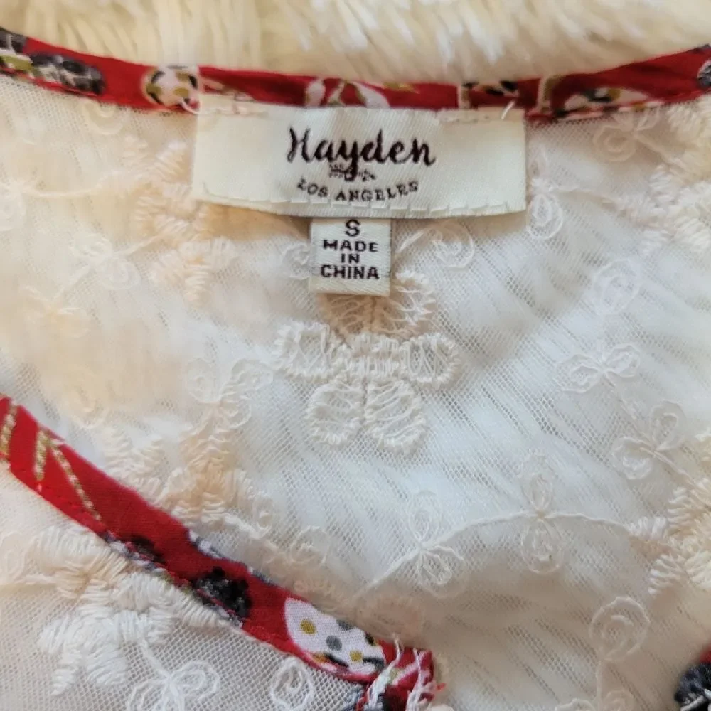 Hayden red floral peasant mini dress sz Small - Picture 7 of 13